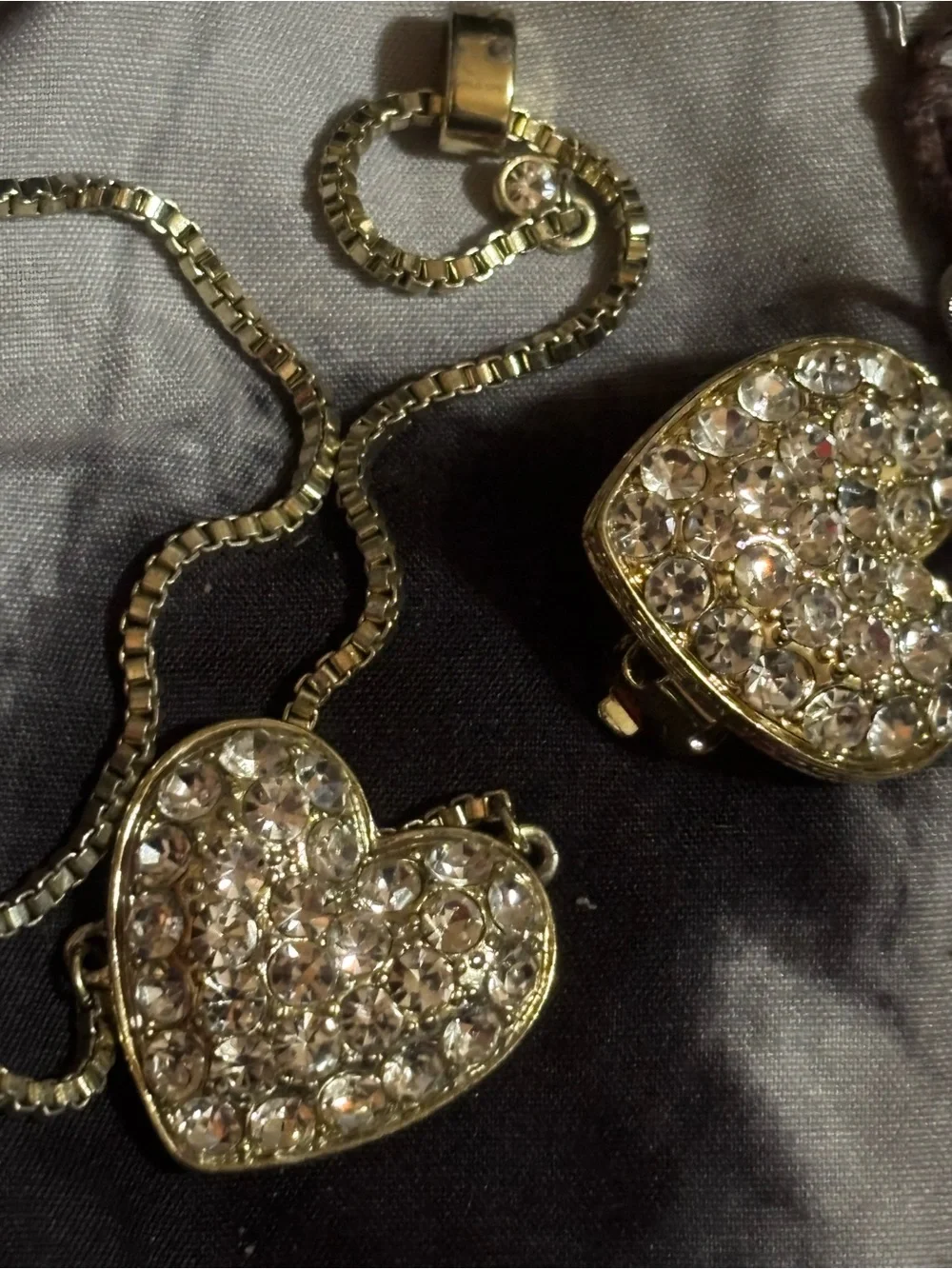 Heidi Daus Gold Heart Crystal Clip-On Earrings with Clear Stones